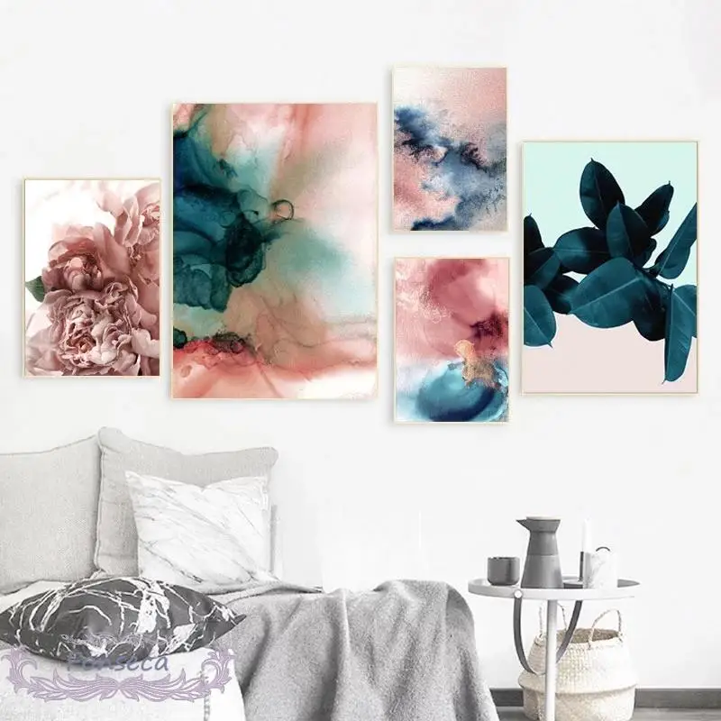 Скандинавская Растительная живопись настенный плакат с листьями Абстрактная