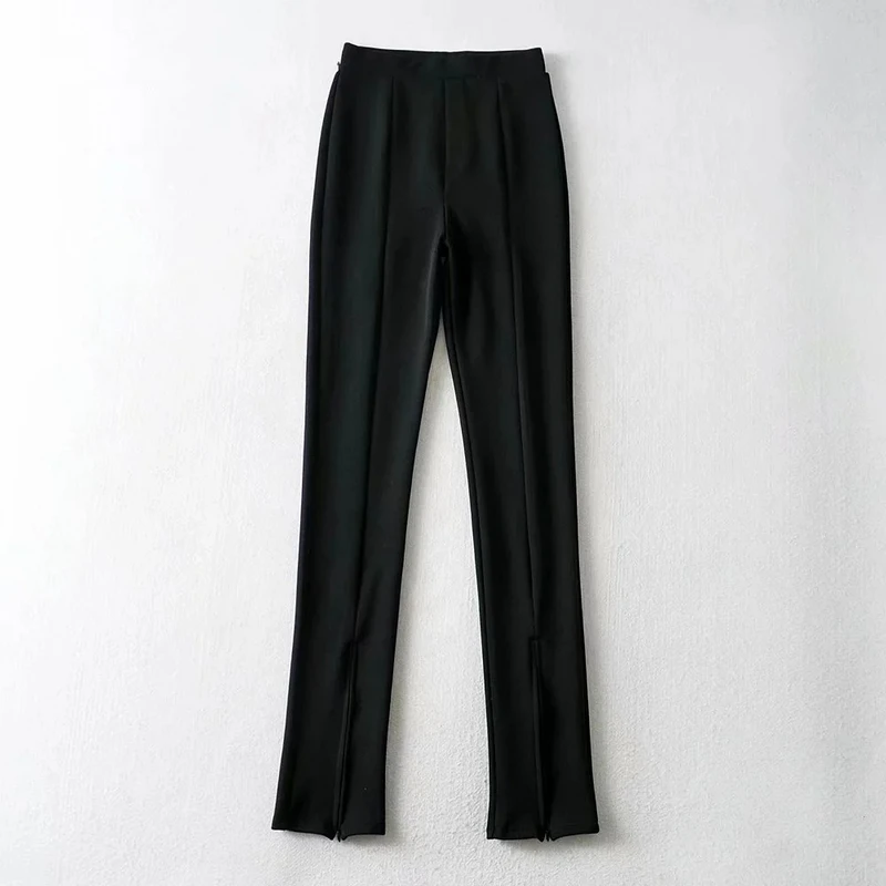 

Women's Tights, Zipper Front Slit, Small Feet Pants, Outer Wear Thickened Legging Trousers, Casual High-waist Trousers Elastic