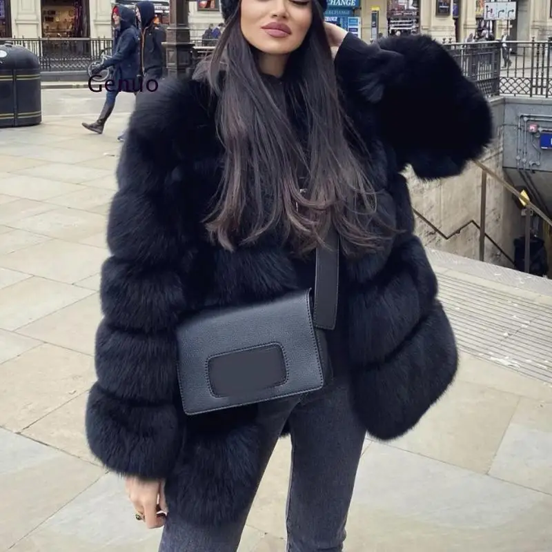 2020 искусственный мех енота зимняя куртка для женщин большой пушистого
