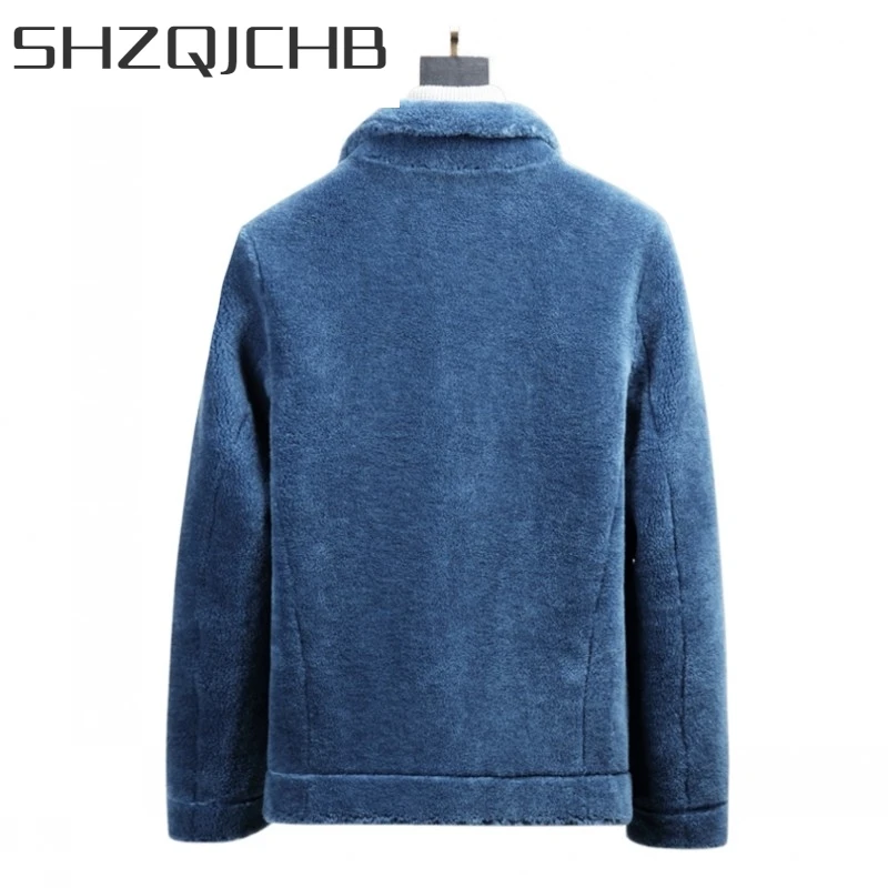 

JCHB 2021 Luxury Mens Sheep Real Fur Coat Suede Leather Lining Jacket Warm Winter Shearling Overcoat Slim Fit Short Male Outwear