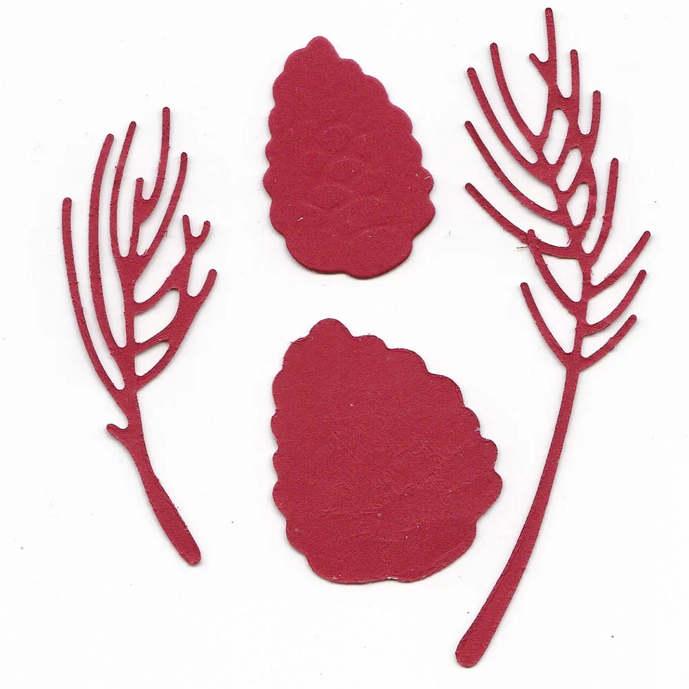 Зимние рождественские сосновые конусные листья высечки для скрапбукинга