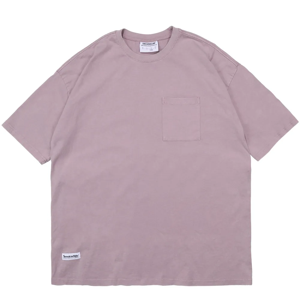 

Washed Distressed Solid Color Pocket T-shirt Mens Easy Chic Summer Vintage Casual Simple Short-Sleeve Cotton Tee