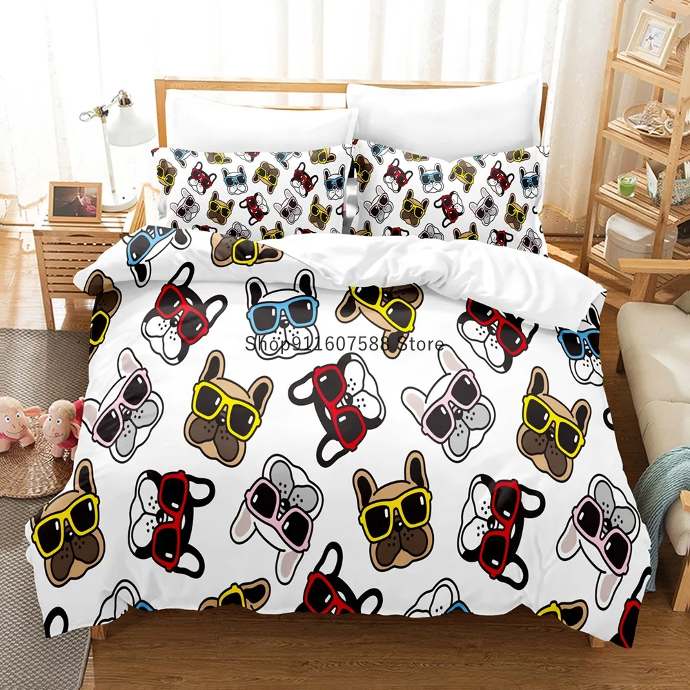 Детское постельное белье с мультяшным Мопсом комплект пододеяльником и