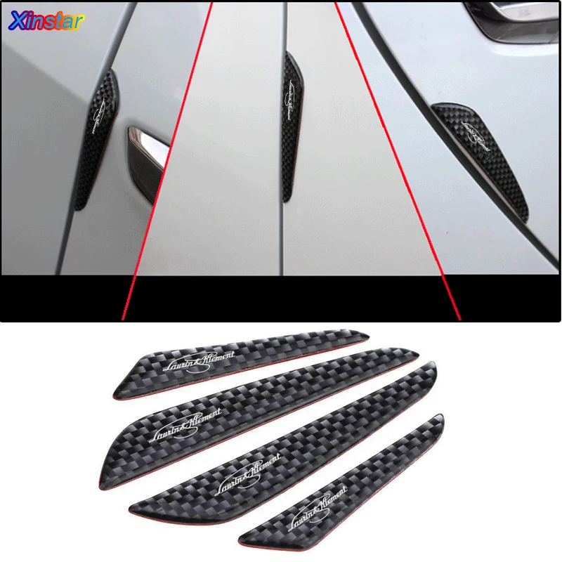 

4pcs Carbon fiber Laurin & Klement Car Door Stickers for Skoda MK2 Kamiq Fabia Rapid Yaris Kodiaq Octavia Superb Scala Karoq