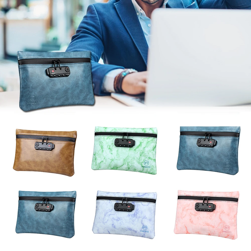 

Smell Proof Bag PU Leather Bag 100% Activated Carbon Storage Bag Waterproof Odorless Pouch Case With Combination Lock