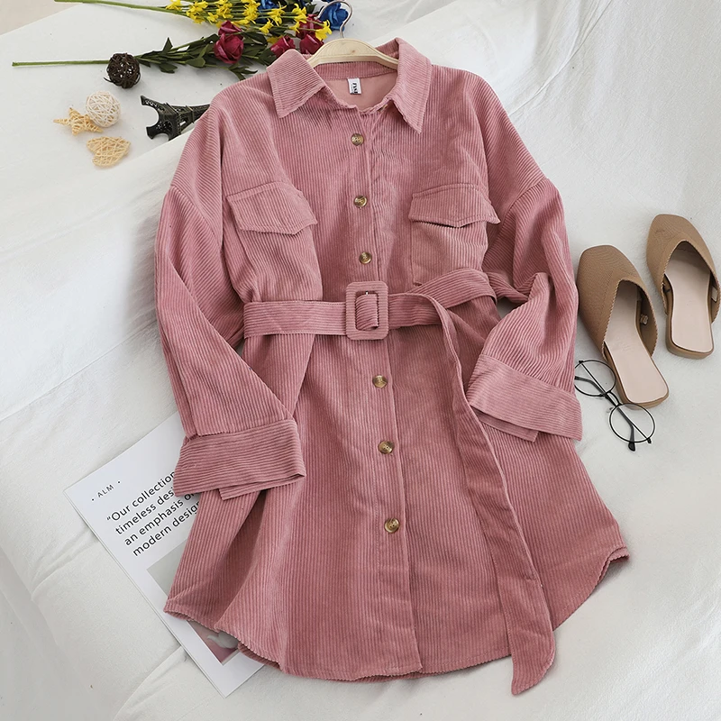 Новинка весны 2020 однобортная рубашка средней длины для женщин вельветовые топы с