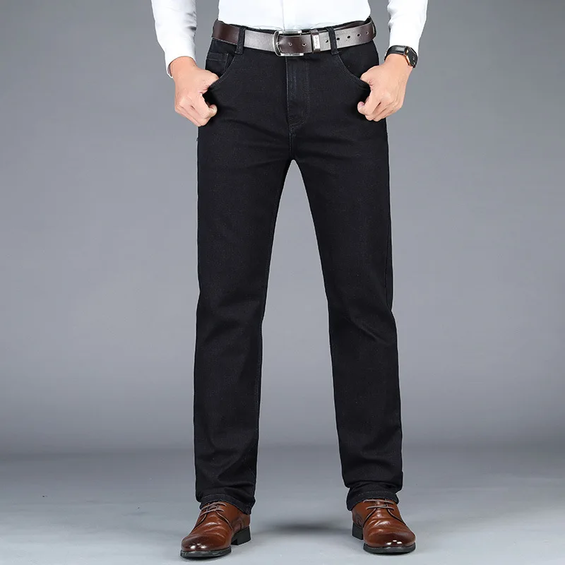 Осенне-зимние стандартные джинсы Мужские Стрейчевые Брендовые мужские прямые
