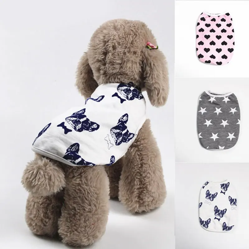 

Puppy Creative Heart Start Pattern Vest Fashion Lovely Pet Dog Cat Vests Spring Summer Breathable Dog Printing T-shirts