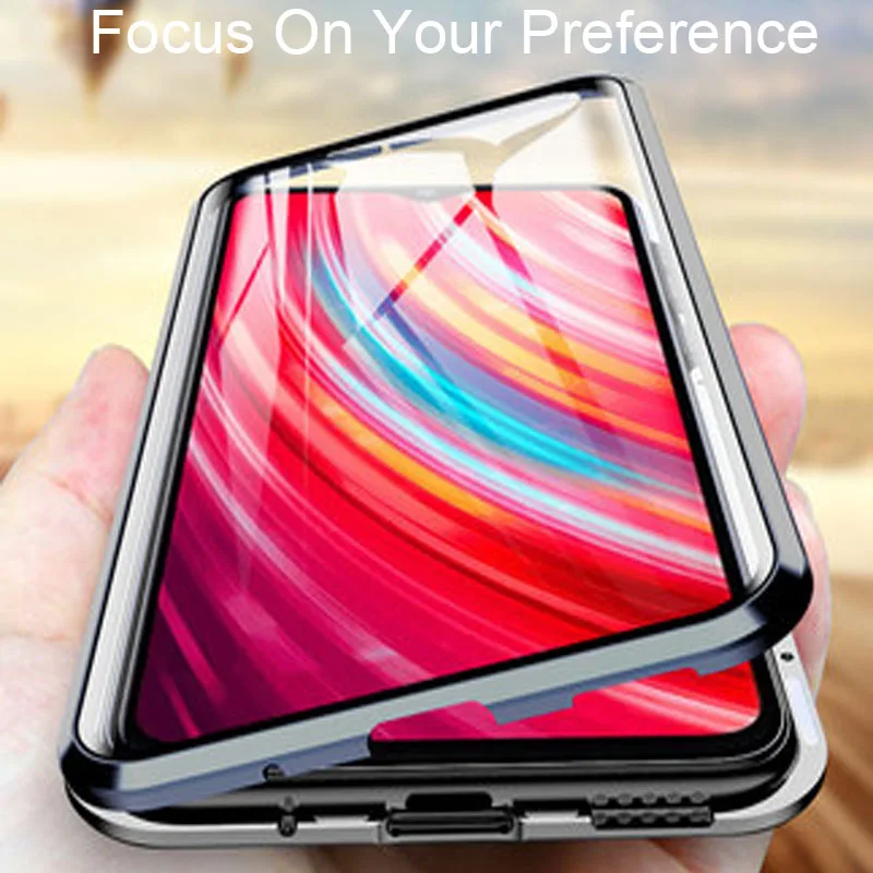 Роскошный Магнитный поглощающий чехол для Xiaomi Redmi Note 8 металлическая рамка