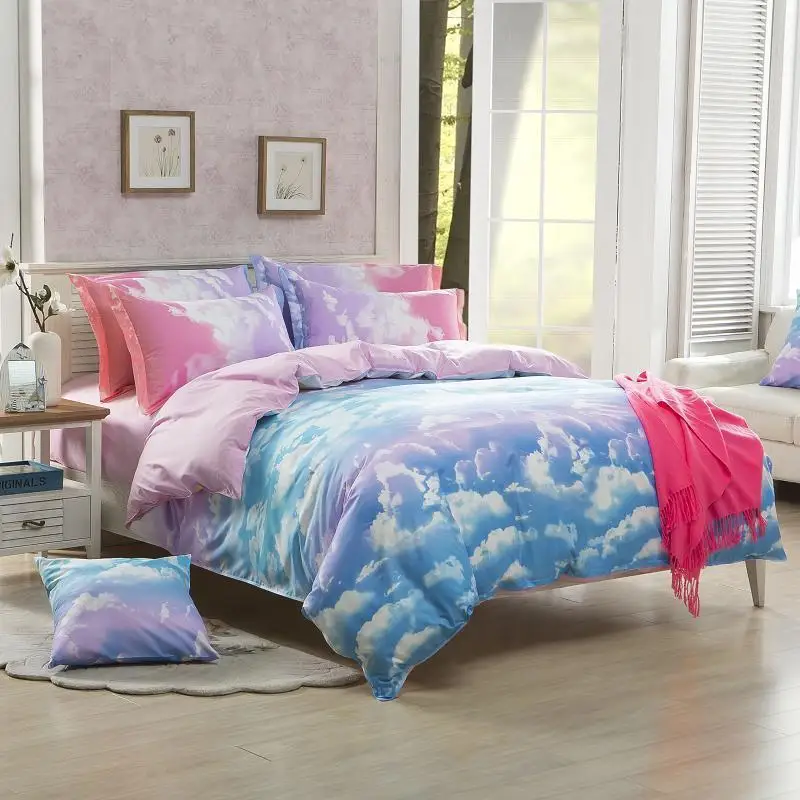 

11 5 Beautiful clouds clouds style cotton bedding set Bed cover SET 3/4pcs bedding set pink color Bedclothes fast shipping