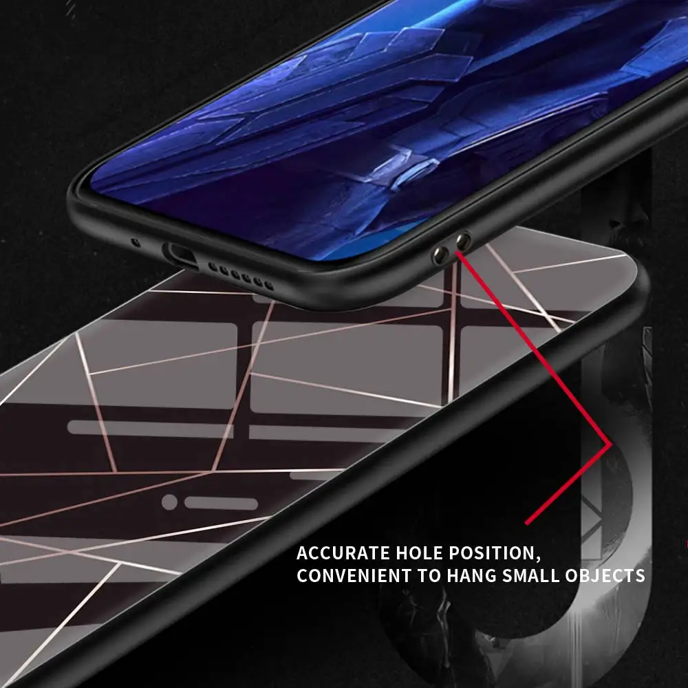

Phone Case for Samsung Galaxy Note 20 Ultra 10 Lite S20 FE S9 S10 S8 Plus Tempered Glass Funda Cover Geometric Marble