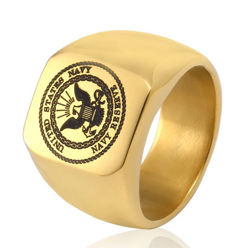 Gold Eagle USA Military Ring United States MARINE CORPS US ARMY Men Rings Jewelry In Stainless Steel