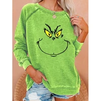 autumn winter clothes womens cute grinch printed o neck long sleeve christmas sweatshirt fashion casual loose pullovers hoodie