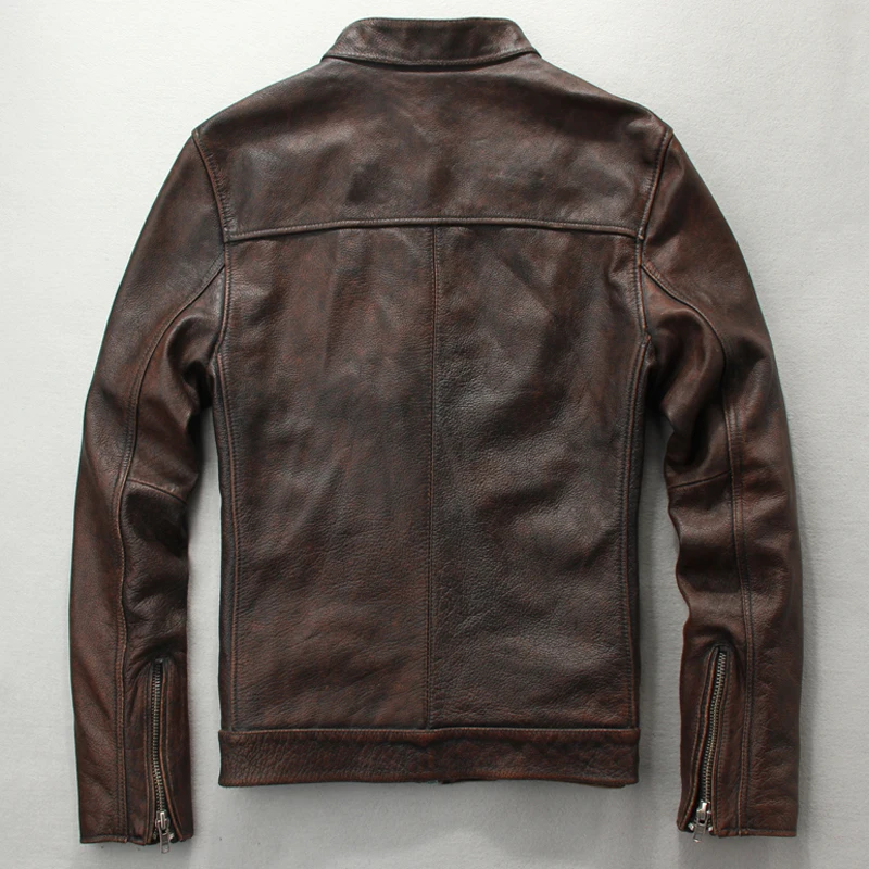 Американский стиль 5XL 6XL Куртки из натуральной кожи для байкеров мужские