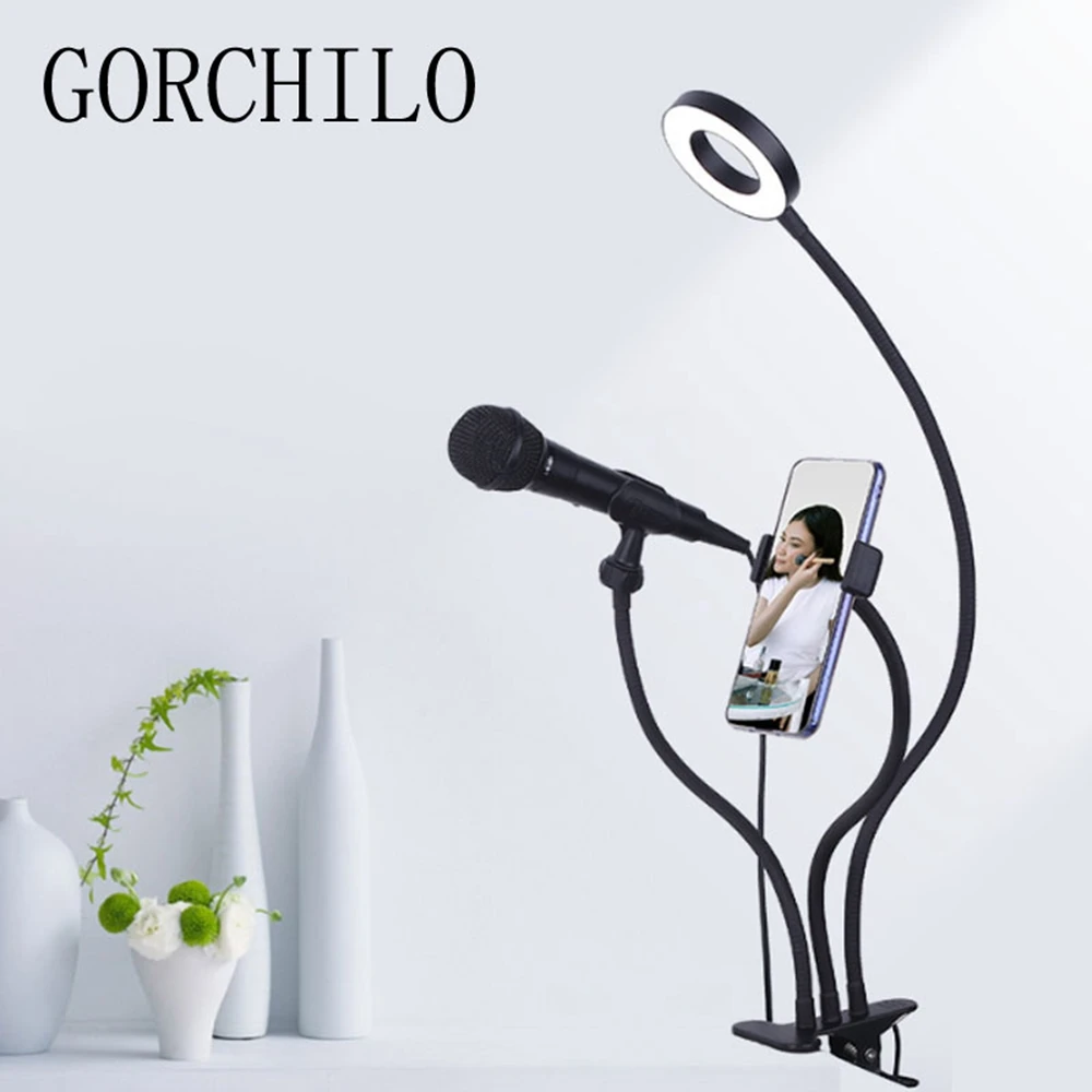 

LED Photo Studio Selfie Ring Light with Cell Phone Mobile Holder For iPhone/Android Ring Lamp For Youtube Live Stream Makeup