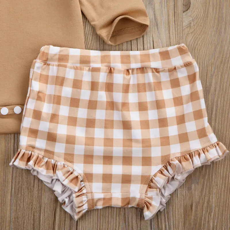 

US 3PCS Newborn Infant Baby Girl Outfits Clothes Set Bodysuit+Shorts