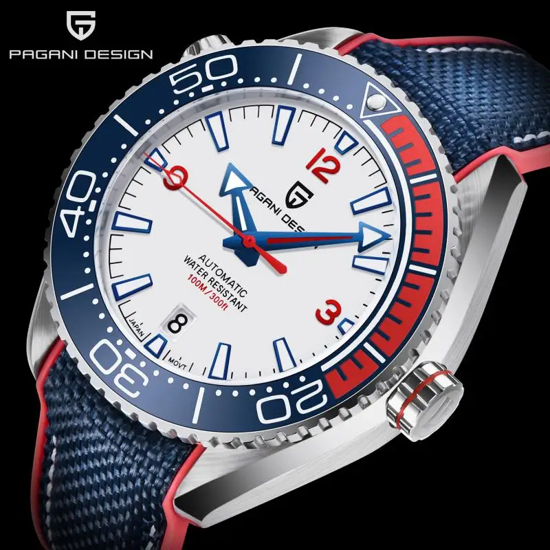 PAGANI Дизайн Мужские автоматические механические часы с керамической рамкой 100 м