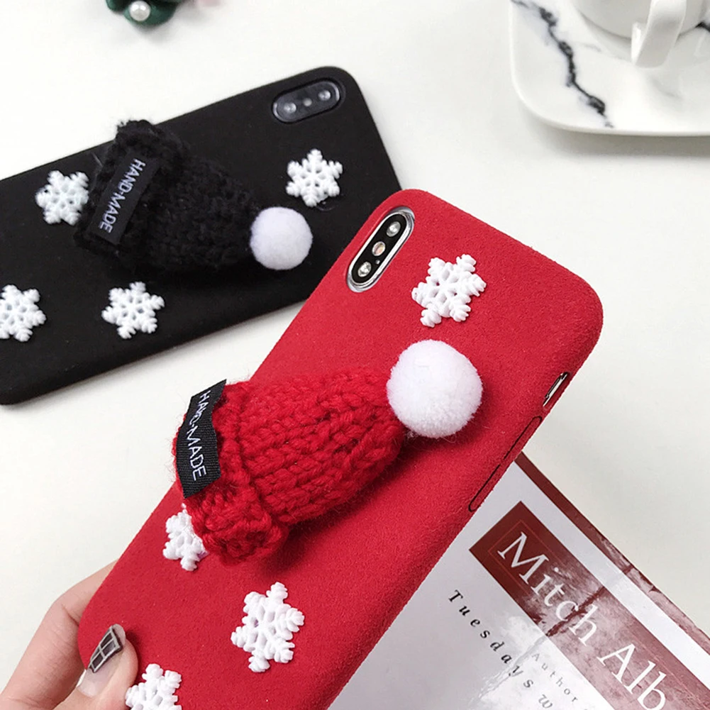 Веселый Рождественский плюшевый чехол для iPhone 7 8 Plus X XS XR 11 Pro Max теплая зимняя