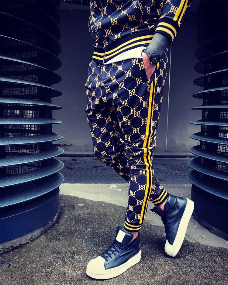 

New men's zipper suit 2-piece fashion high-quality jacket and sports jogging pants suit sportswear men's casual sports suit