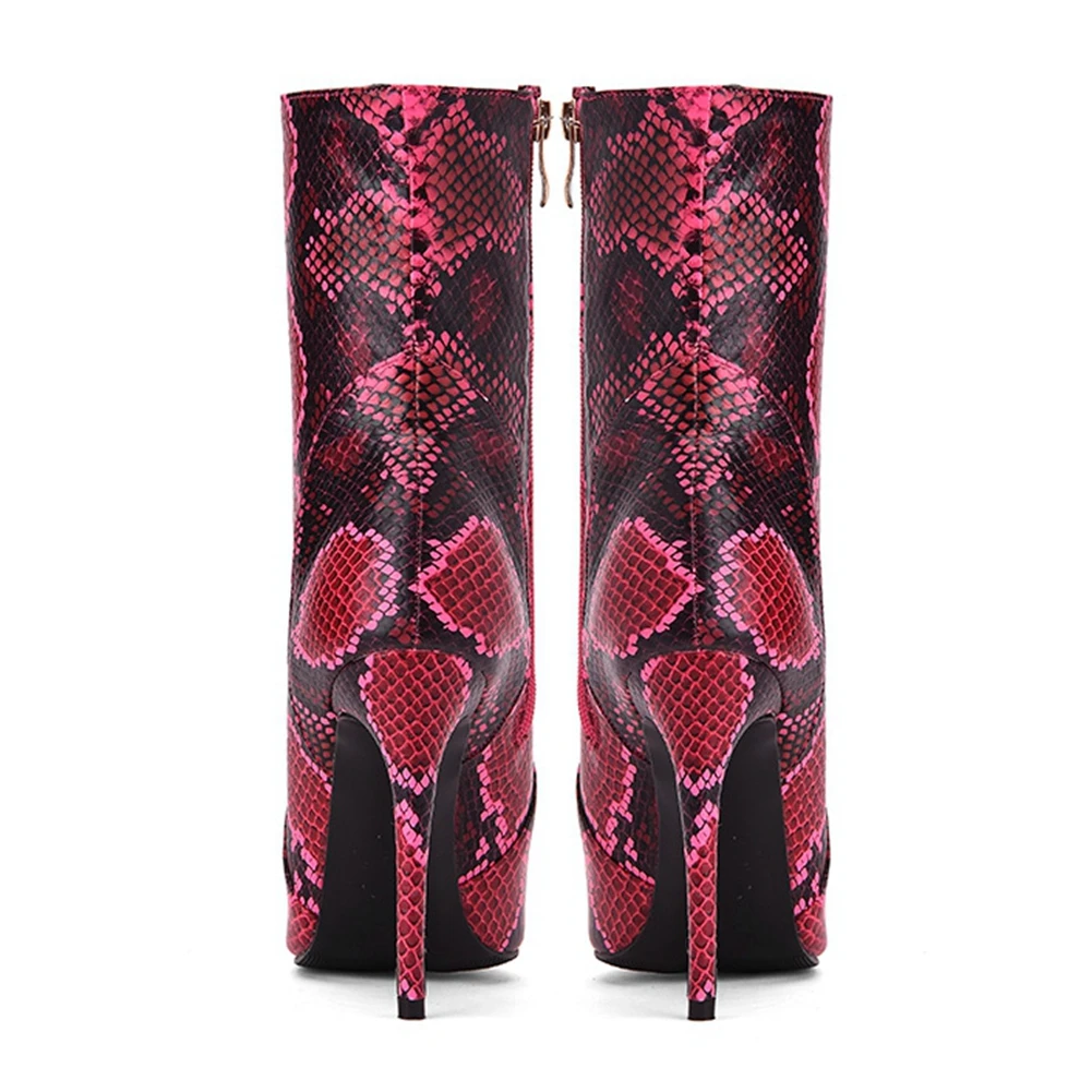 

Dropship Hot Sale High Heels winter autumn woman boots Sxey Party Leather Snake Pattern Thin Heels Pointed Toe Mixed Color Boots