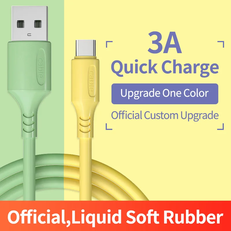 USB кабель 3A Type C для Xiaomi mi 9 жидкокристаллический силиконовый передачи данных и