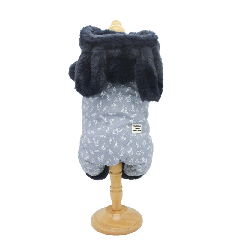 Blue Одежда для чихуахуа, мягкий меховой капюшон, одежда для щенков, для чихуахуа, маленький, большой, автоматический поводок для собак, зимнее теплое пальто для маленьких собак - Цвет: Blue