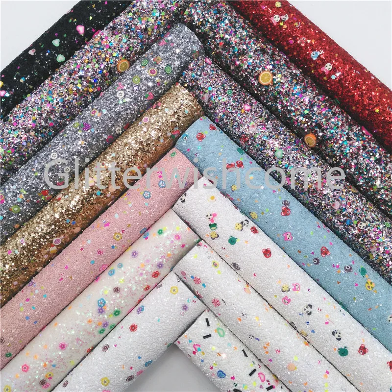Милая блестящая ткань с фруктами Glitterwishcome 21 х29 см Размер A4 крупная кожа винил