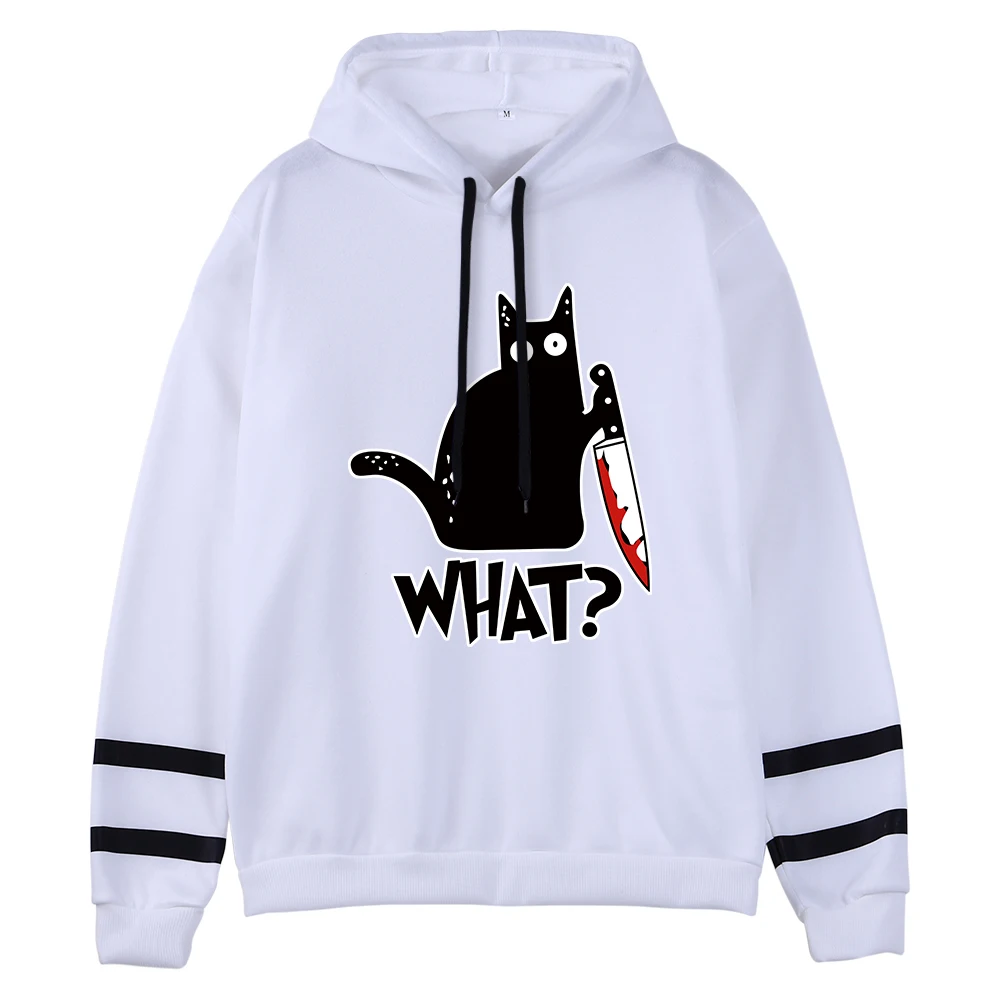 

Hoody Little Black Cat And Knife Print Hot Game Hoodie For Girls Korean Fleece Hoodies Women Hip Hop Autumn Women's Sweatshirts