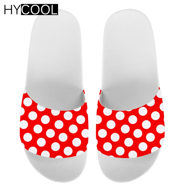 

HYCOOL/женские тапочки с узором в горошек; Kawaii; повседневные Нескользящие шлепанцы; домашние сандалии; Милые Вьетнамки для студентов; 2020