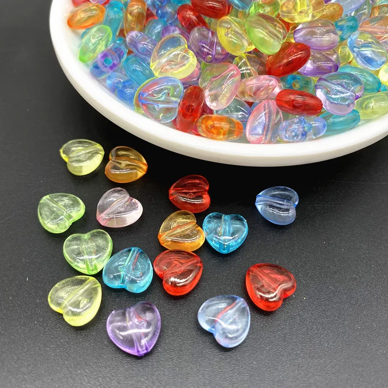 

50pcs/lot 10mm Transparent Heart Shape Acrylic Bead Loose Spacer Beads Jewelry Making Bracelet Pendant Earring DIY