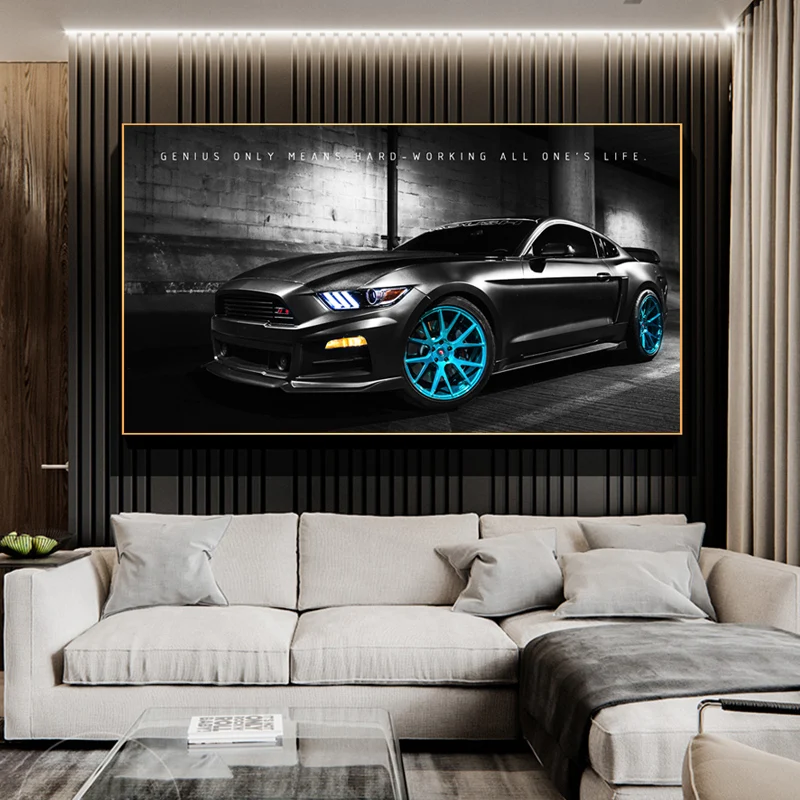 

Sports Car and Motivational Slogan Decoration Painting, Poster, Room Decoration, Interior Decoration， Wall Art Canvas