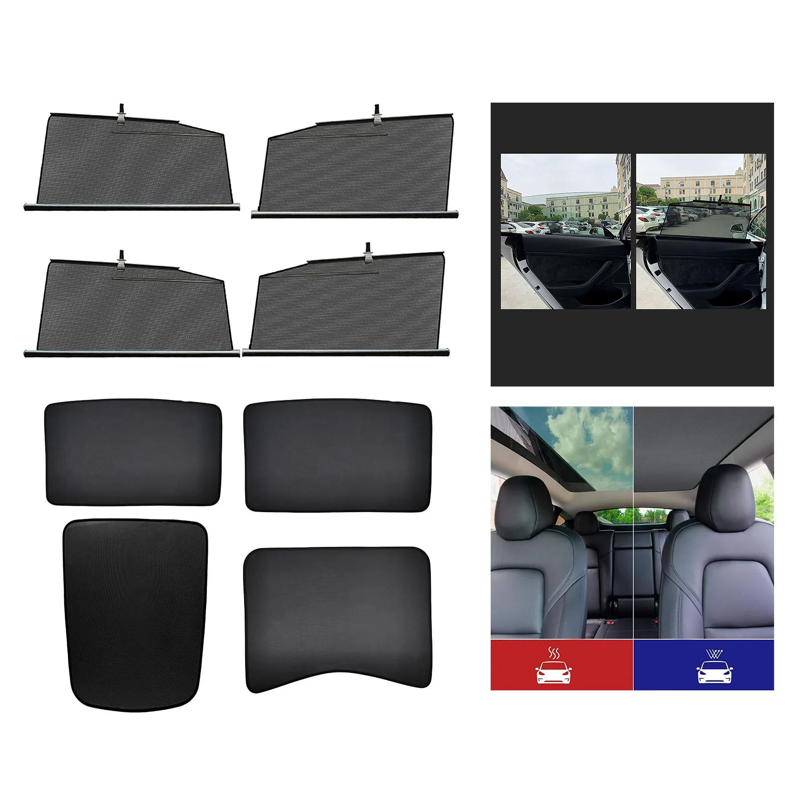 

2 Packs Car Window Curtains for Tesla Model 3 Vehicles Sun Shade Shield UV Block Sunscreen Valance Cover Accessories Black