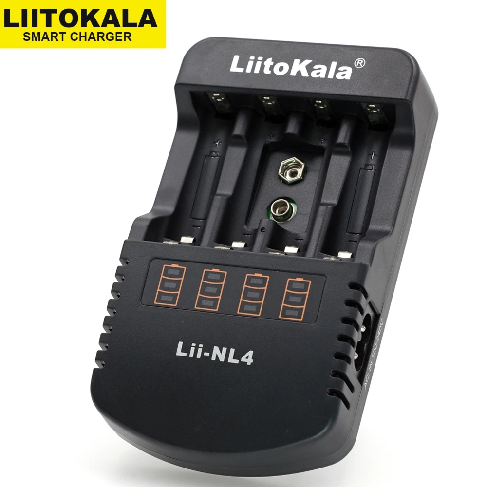 

Genuine/Original Liitokala Lii-NL4 rechargeable 1.2V AA / AAA NiMH batteries 9V battery charger
