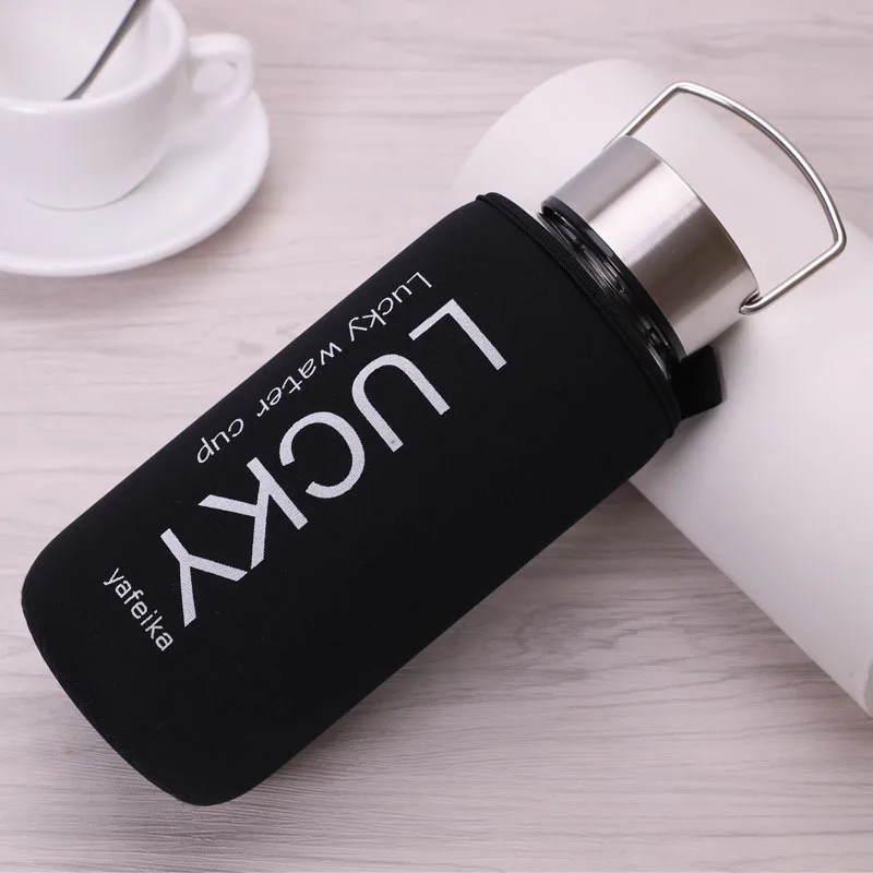 Стеклянная бутылка для воды спортивная с защитной сумкой большая емкость