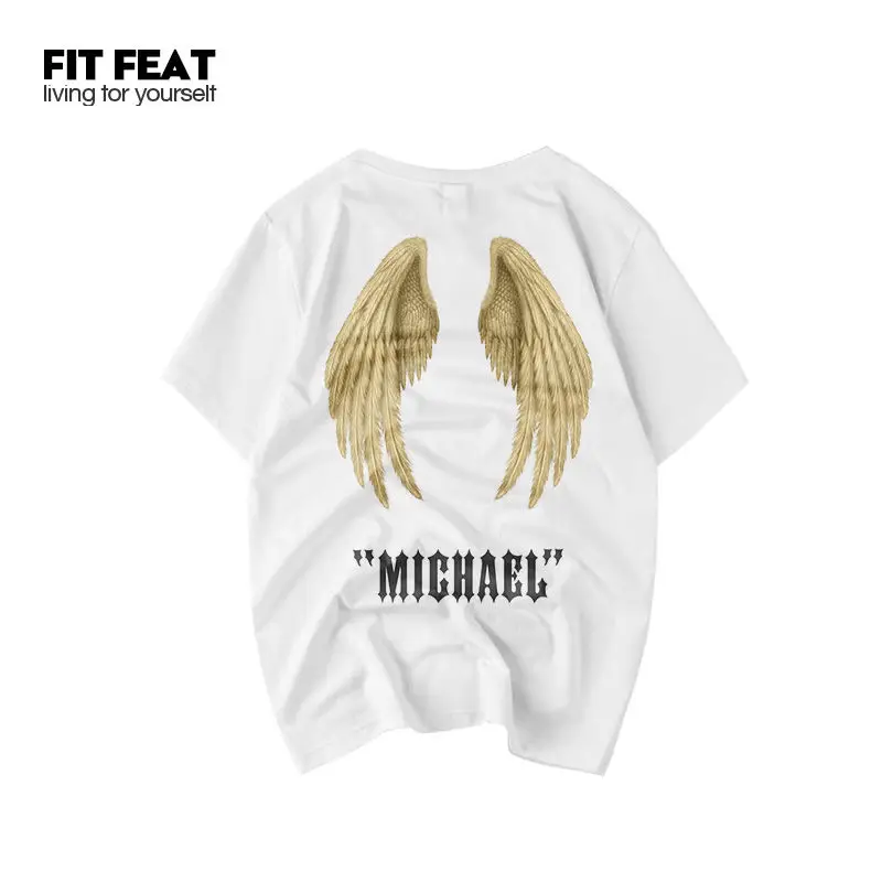 

Brand Wing T Shirt Women GraphicT-shirt Streetwear Tops Clothes 2021 Korean New O-neck Summer Cotton shirts for Young Couple