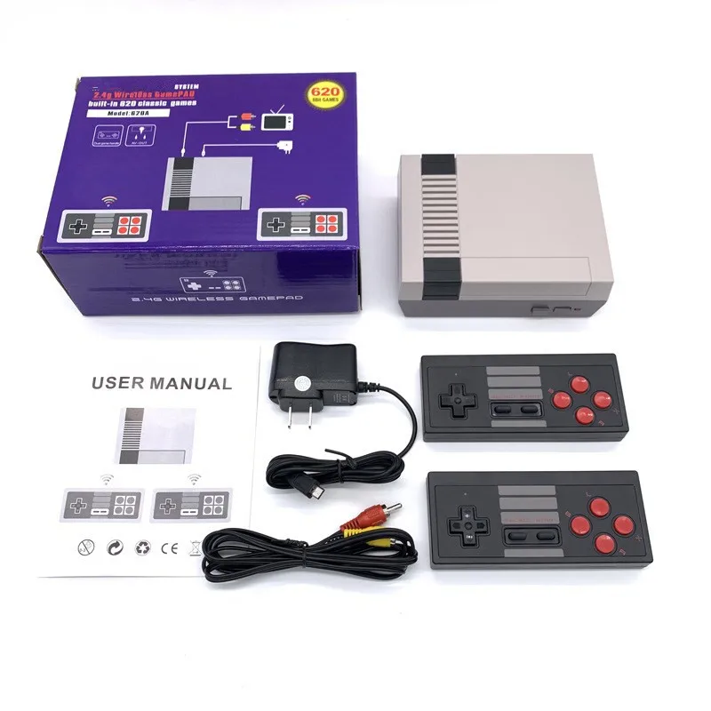 

8-битная Беспроводная Мини ТВ Видео игровая консоль NES620A, двойной геймпад, контроллер, игровой ключ, встроенные 620 игр, Ретро Классический игр...
