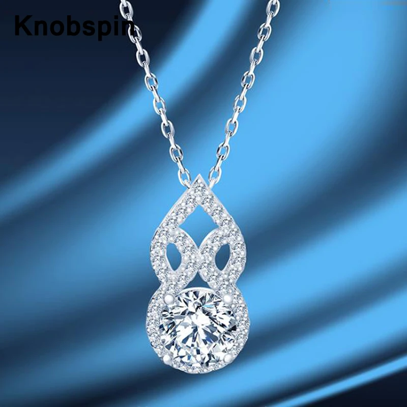 

Круглый Муассанит Knobspin, 1 карат, 6,5 мм, цвет D, GRA, ожерелье из стерлингового серебра 100% пробы с тыквой, изящные бриллиантовые ювелирные изделия...