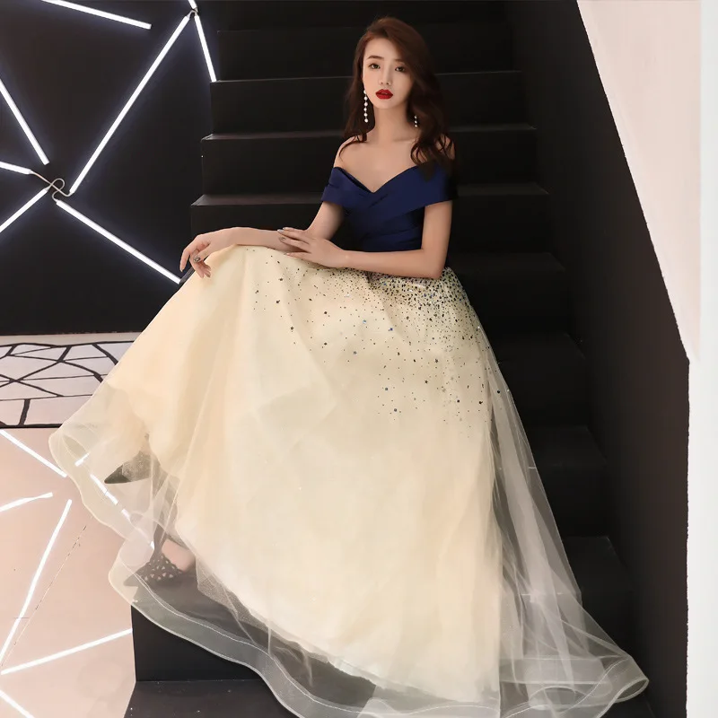 Новое поступление темно синее вечернее платье формальное noiva sereia вечерние платья