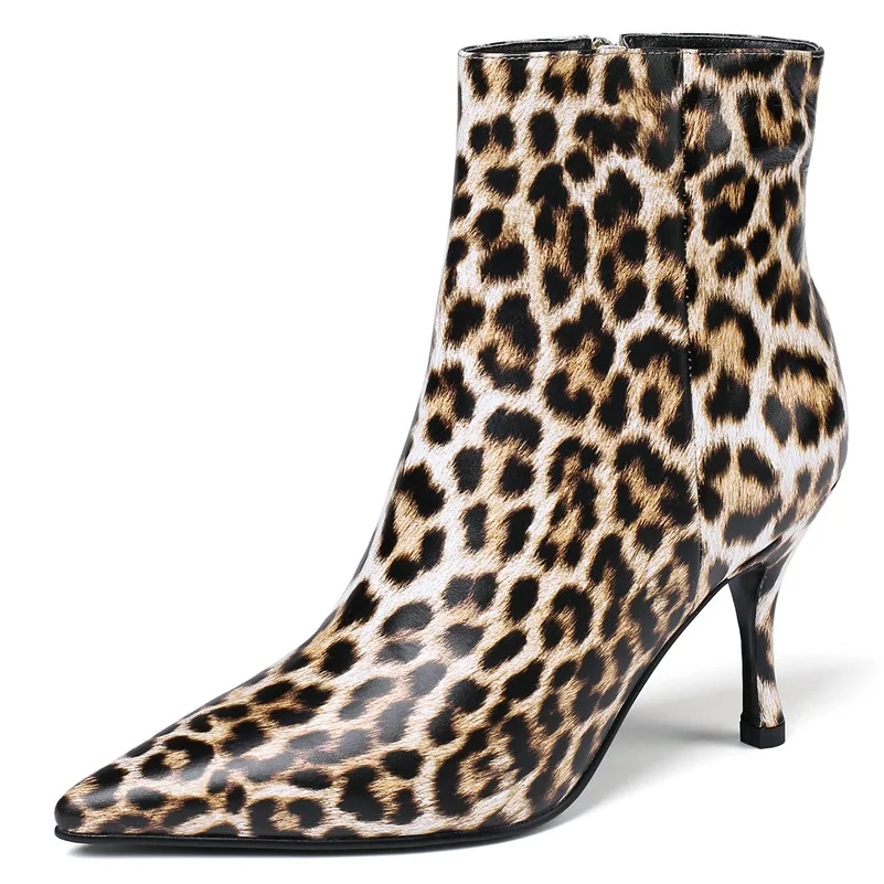 FEDONAS/пикантные женские ботильоны из натуральной кожи с леопардовым принтом
