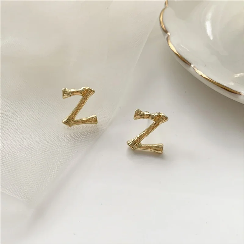 

Personality Gold Letter Stud Earrings Retro Baroque Style Matte Earrings Temperament Earrings for Women Statement Jewelry