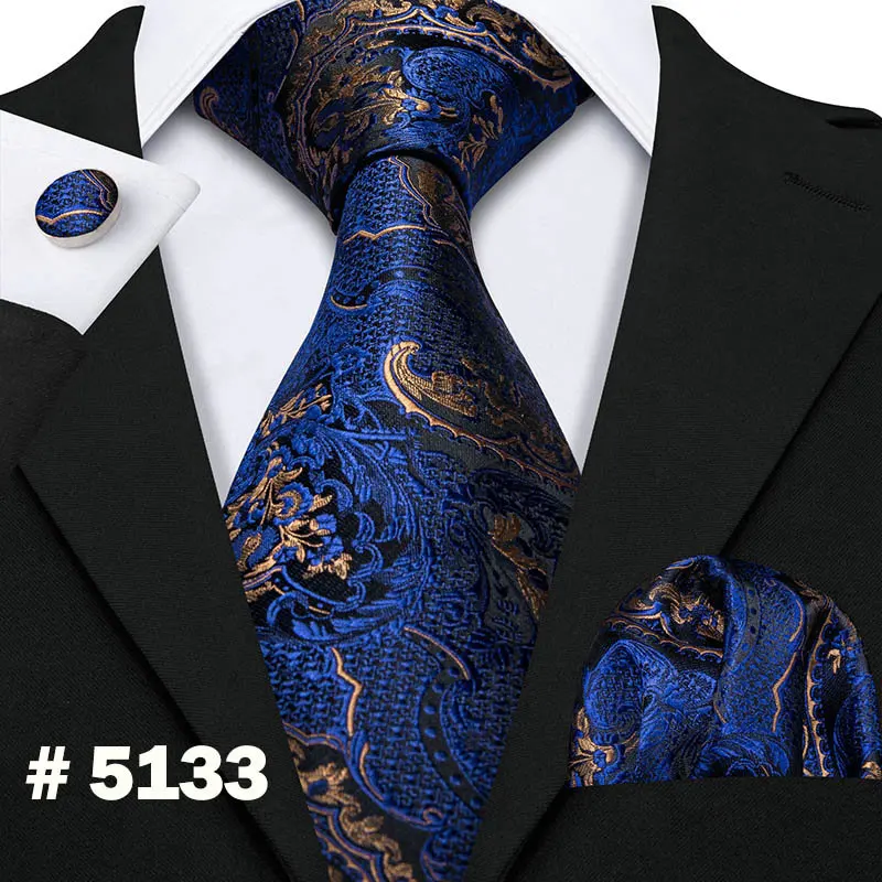 LS-5133 Мужской галстук с принтом галстук Gravata Neckwear Barry.Wang модный носовой платок запонки набор галстуков для мужчин свадьба Вечеринка бизнес США-1277 - Цвет: LS-5133