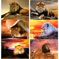 new 5d diy animal diamond painting lion diamond embroidery sunset cross stitch full square round drill home decor manual gift