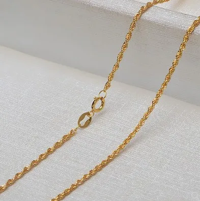 100% real 18k gold jewelry Au750 necklace for women sweater  necklaces  yellow gold 40-60cm solid gold chain necklace about 1.2m