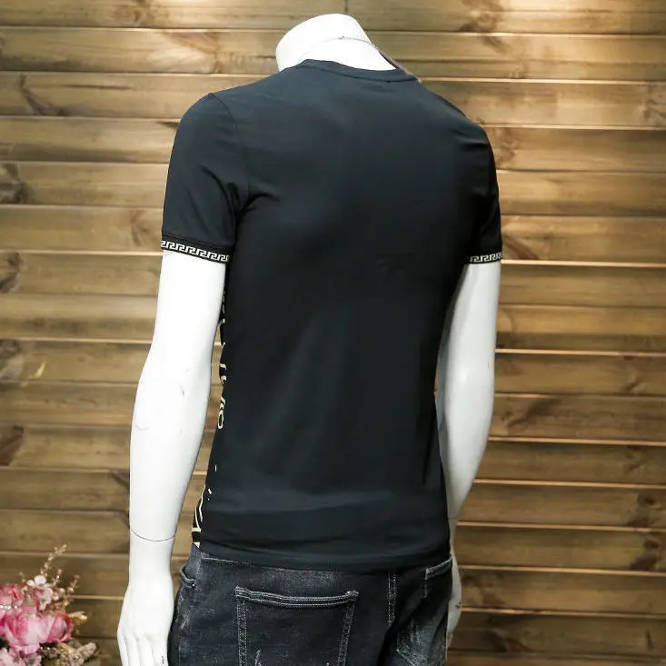 

Fashion half sleeve tide t men's round neck printed short sleeve t-shirt 2021 summer new slim half sleeve size men's clothing