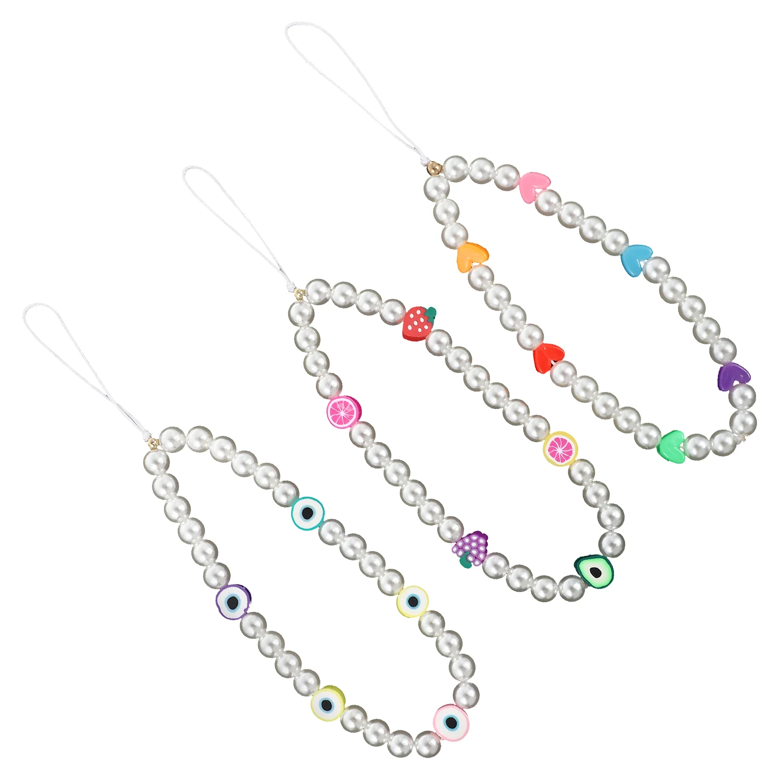 

3pcs Creative Pearls Phone Lanyards Exquisite Phone Hanging Straps (Assorted Color)