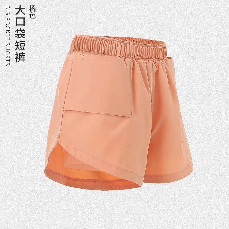 

Fake two-piece sports shorts women's anti-glare hot pants quick-drying breathable running double big pocket fitness yoga pants