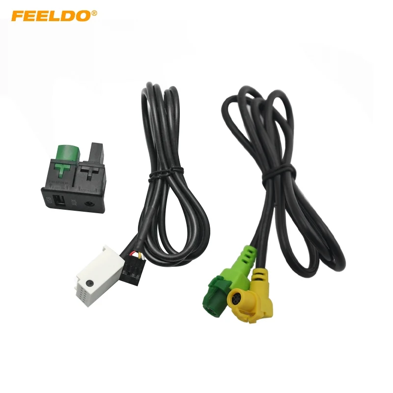 FEELDO USB 3 5 мм AUX переключатель корпус гнездо адаптер штекер кабель для Volkswagen OEM