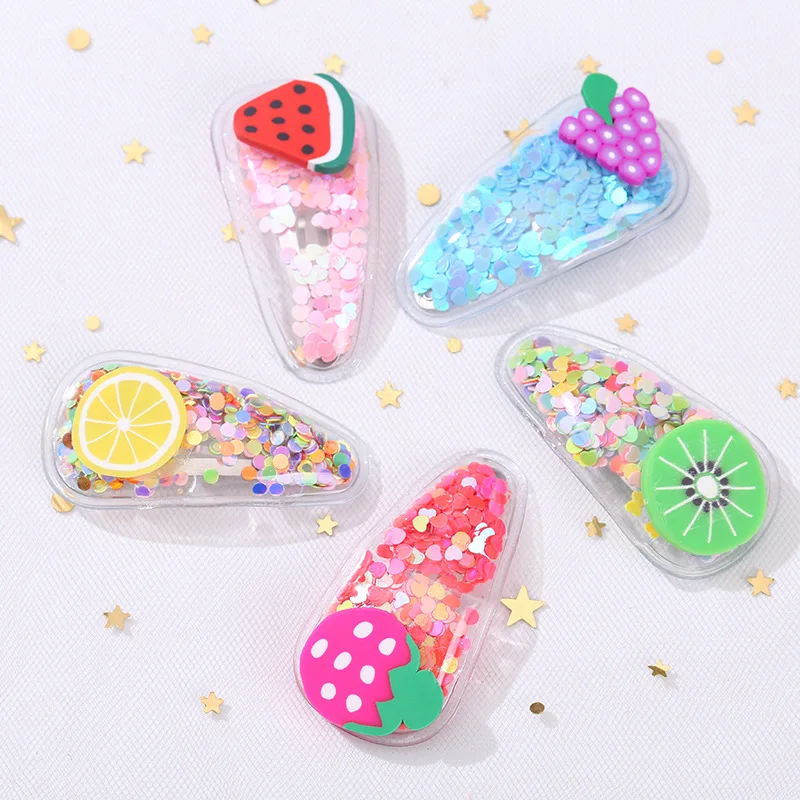 

New ins net red fruit flow sofa clip set cute children bangs side clip Korean version transparent PVC hairpin bb clip 5pcs/a lot