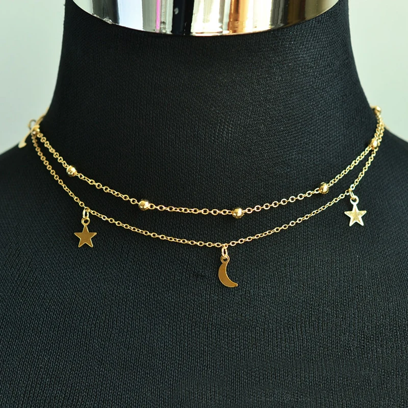 2020 новые модные ювелирные изделия по оптовым ценам 2 слоя звезда колье чокер с