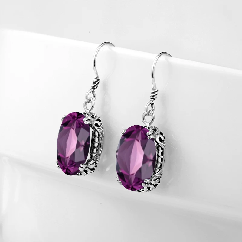 Натуральный Аметист Серьги 925 стерлингового серебра серьги для женщин в